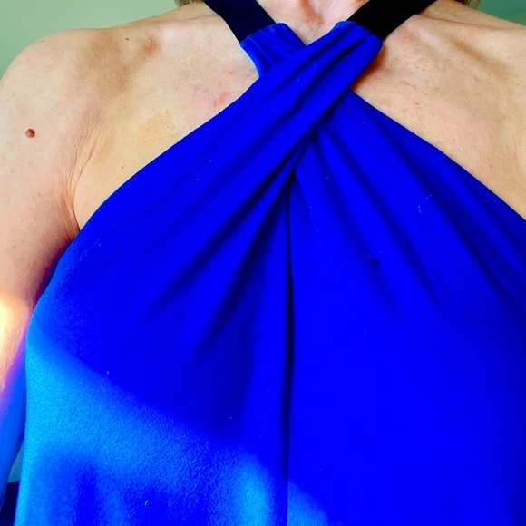 Apres Ramy Brook Women's Cobalt Blue/Black Trim Halter Top.  One size fits all. - Picture 2 of 6